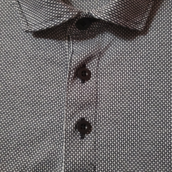🚫SOLD🚫UNTUCKit Damaschino Diamond Birdseye Long Sleeve Polo Shirt Mens Size - Picture 4 of 13